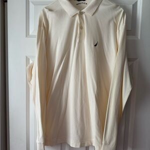 Nautica Cream Long Sleeve Polo Shirt